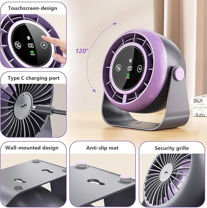Turbo desktop air circulator fan with compact design for efficient airflow