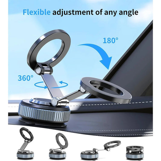 Vacuum magnetic mobile phone holder for cars with secure hands-free smartphone mounting