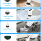 Electric cleaning brush set with flat, pointed, and scouring attachments for floors, sinks, and oily surfaces