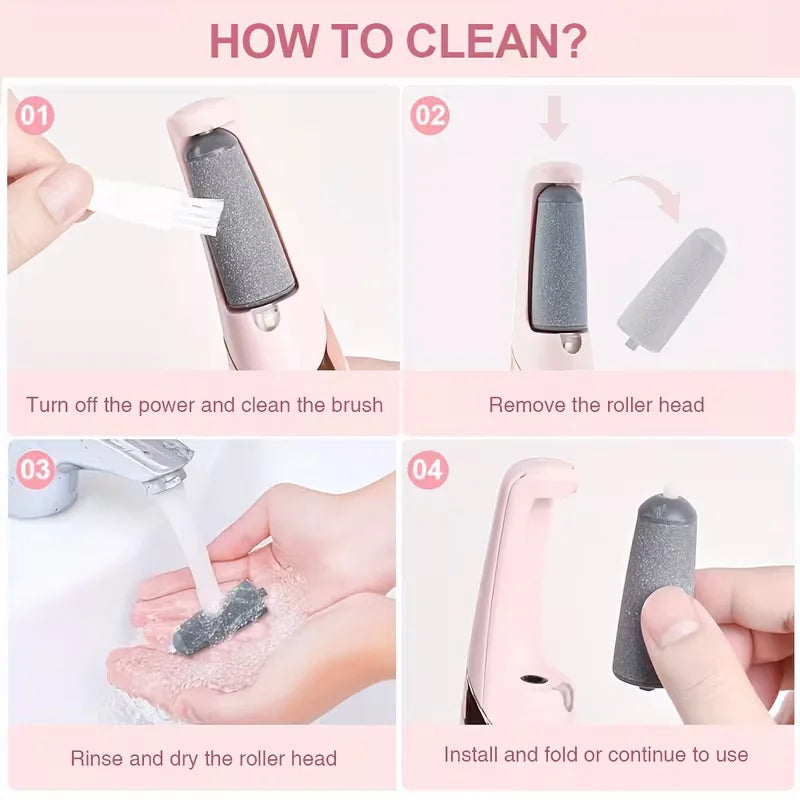 Electric foot callus remover for removing dry, rough, and hardened skin with ease