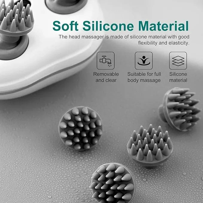 Soft silicone head massager with removable nodules for full body massage, gentle scalp care