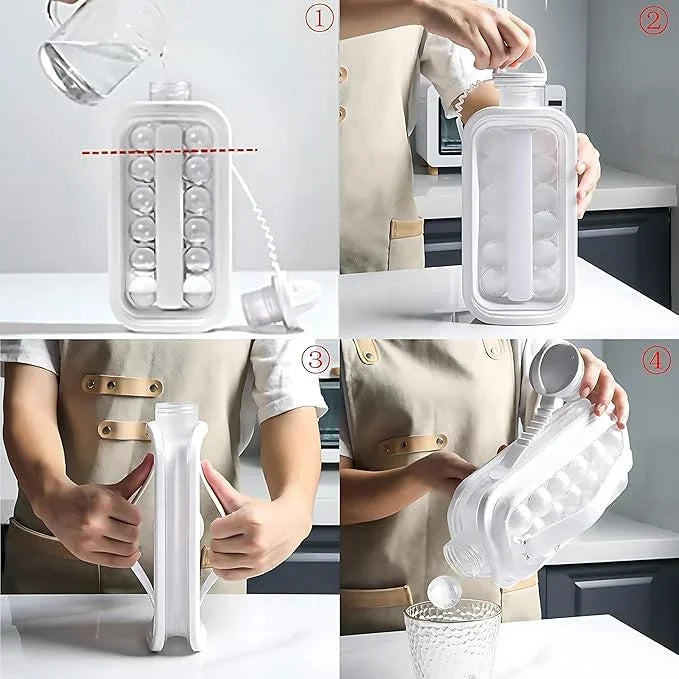 Collapsible ice ball maker with silicone mold, perfect for cocktails and drinks, easy to use and store
