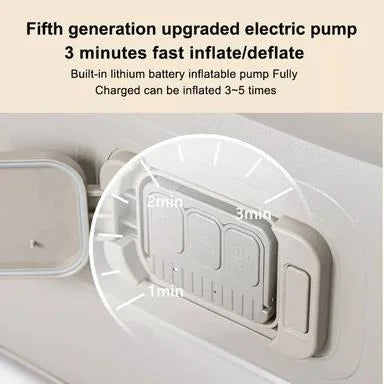 Inflatable air mattress with electric built in pump for quick setup and convenience