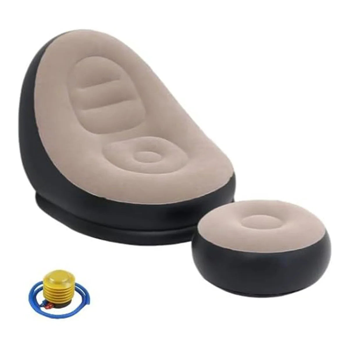 Inflatable leisure sofa chair and footstool for comfortable indoor and outdoor relaxation