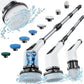 Cordless electric scrubber with interchangeable brushes and water spray for deep cleaning tasks
