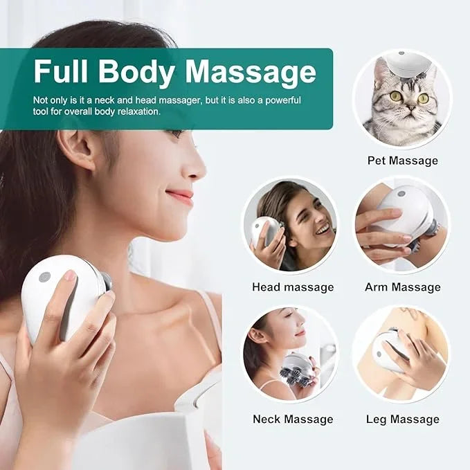 Full body massage device for neck, head, arms, legs & pets – portable relaxation tool