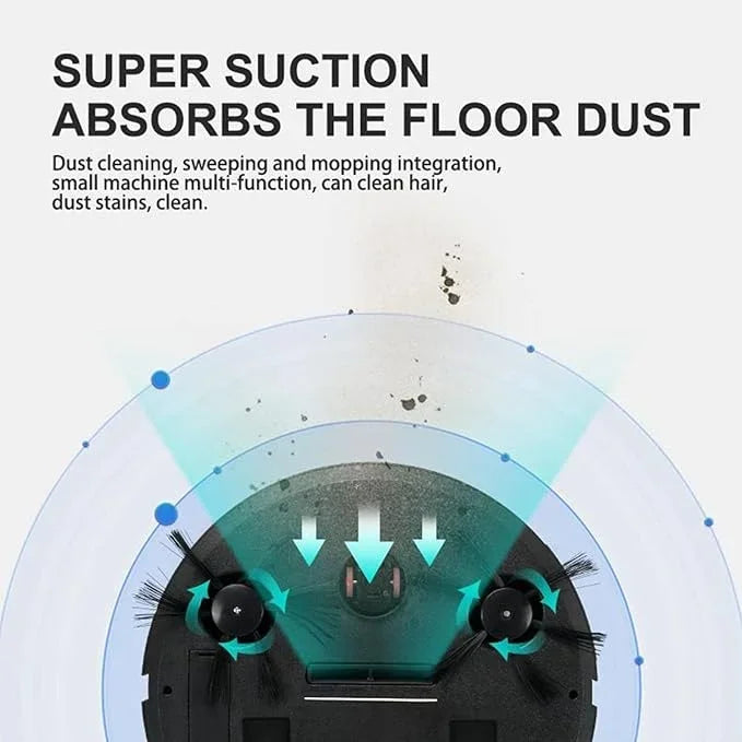 Robot vacuum with super suction for dust, hair, and stains—multi-function floor cleaning