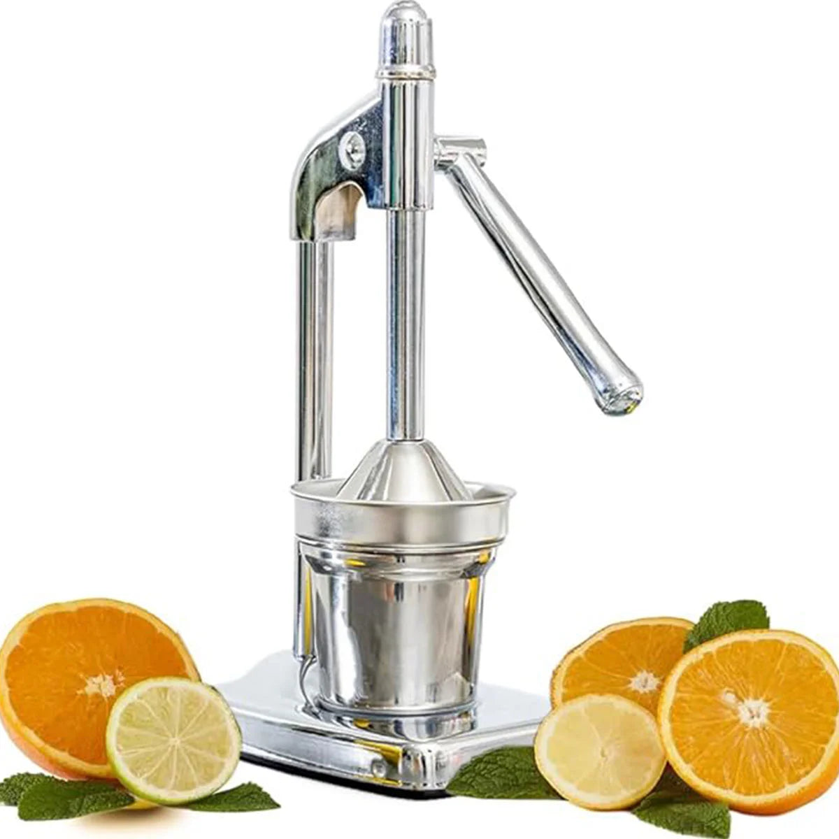 Stainless steel manual lever press citrus juicer for fresh orange and lemon juice extraction